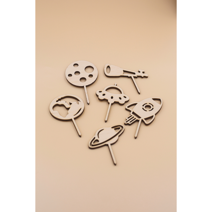Stecker Weltraum aus Holz - EINZELN - Motiv wählbar