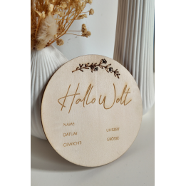 Geburtstafel "Hallo Welt" zum selbst beschriften